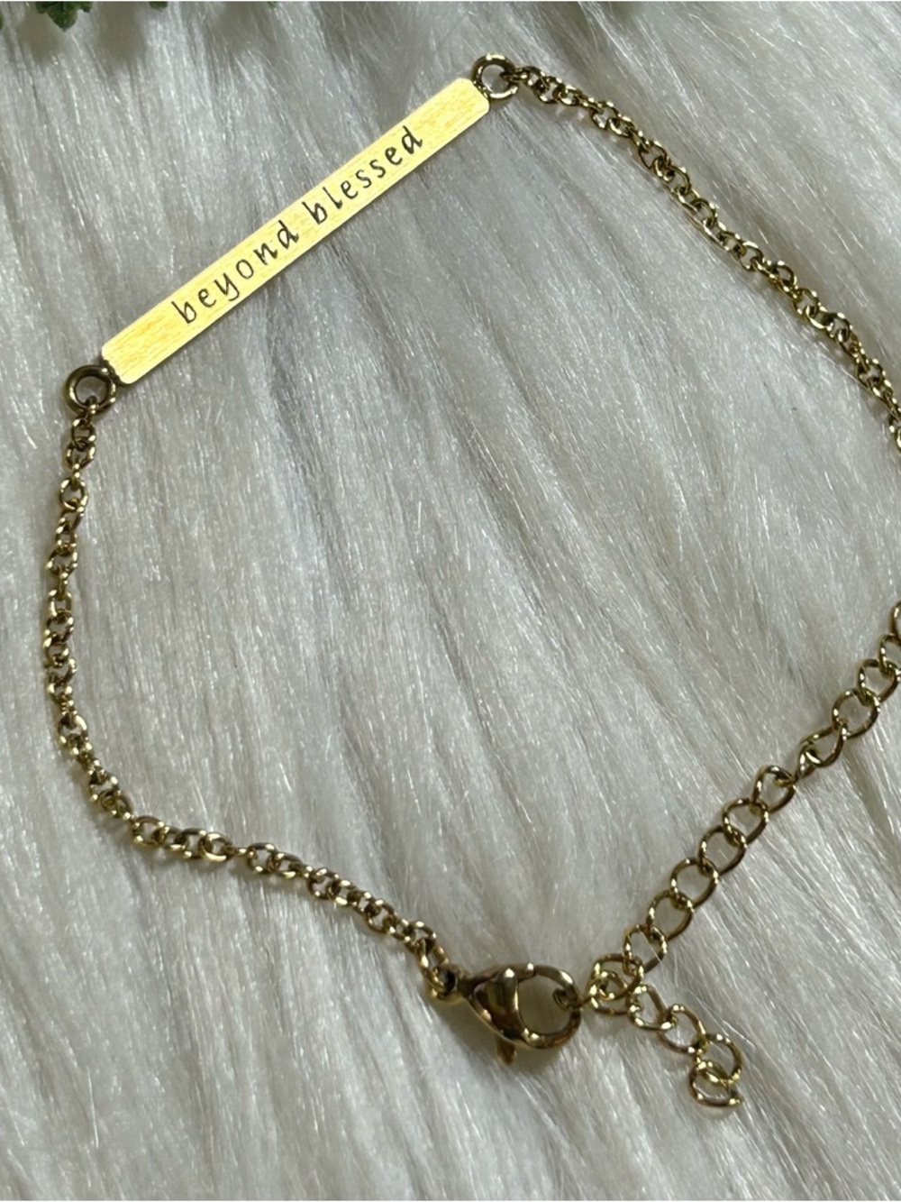 Beyond Blessed Gold tone Bar Bracelet